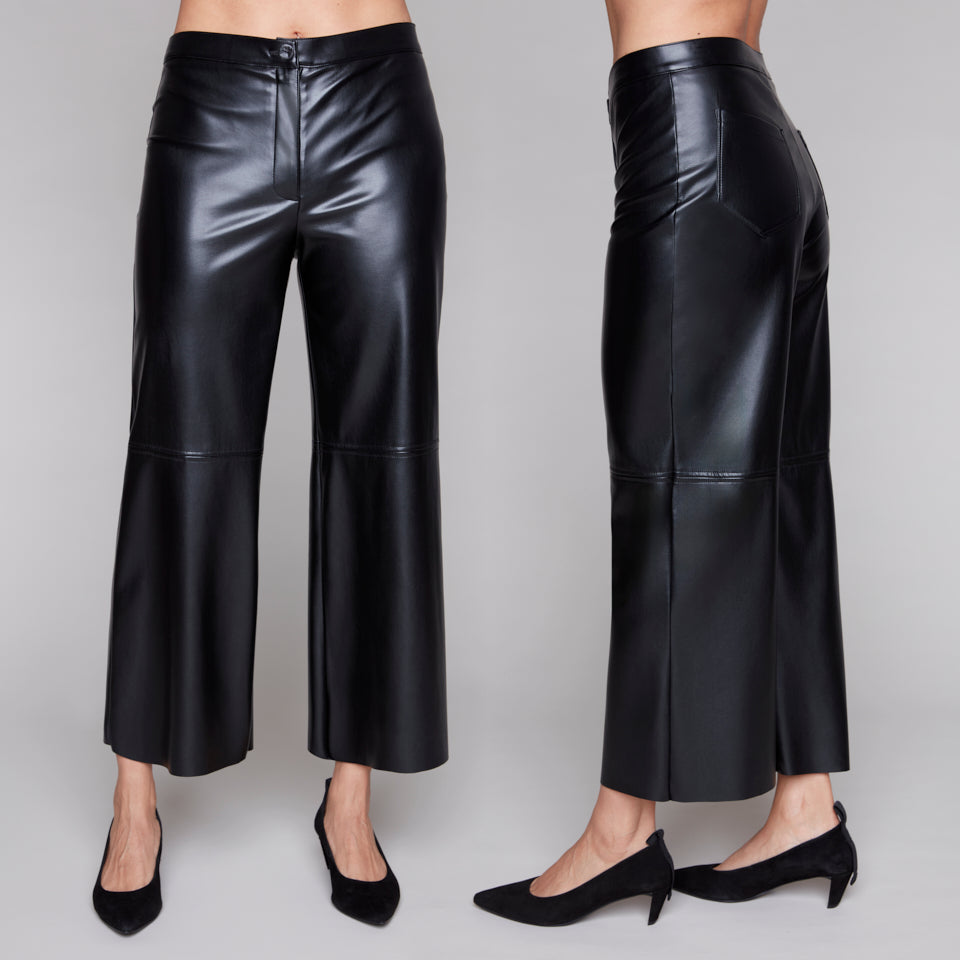 Pantalon à empiècements en cuirette