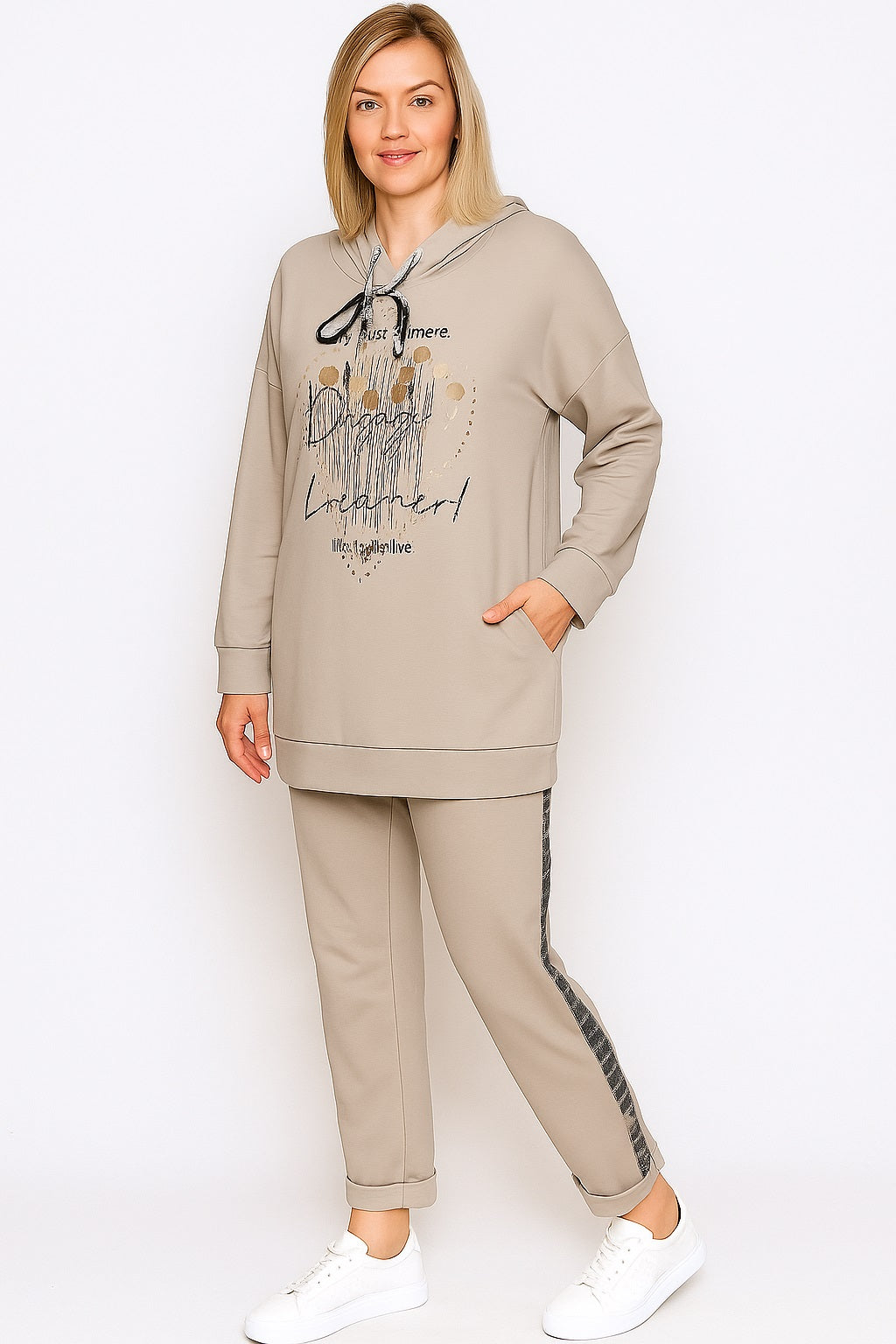 Charger l&#39;image dans la galerie, Pantalon avec bande de strass latérale au motif léopard
