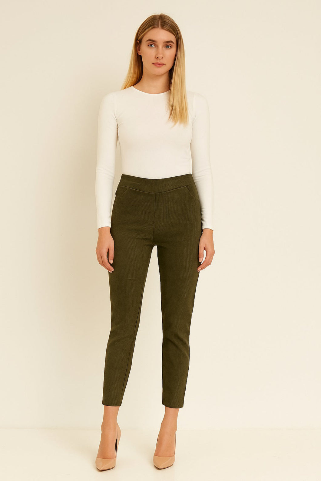 Pantalon en rib coupe slim