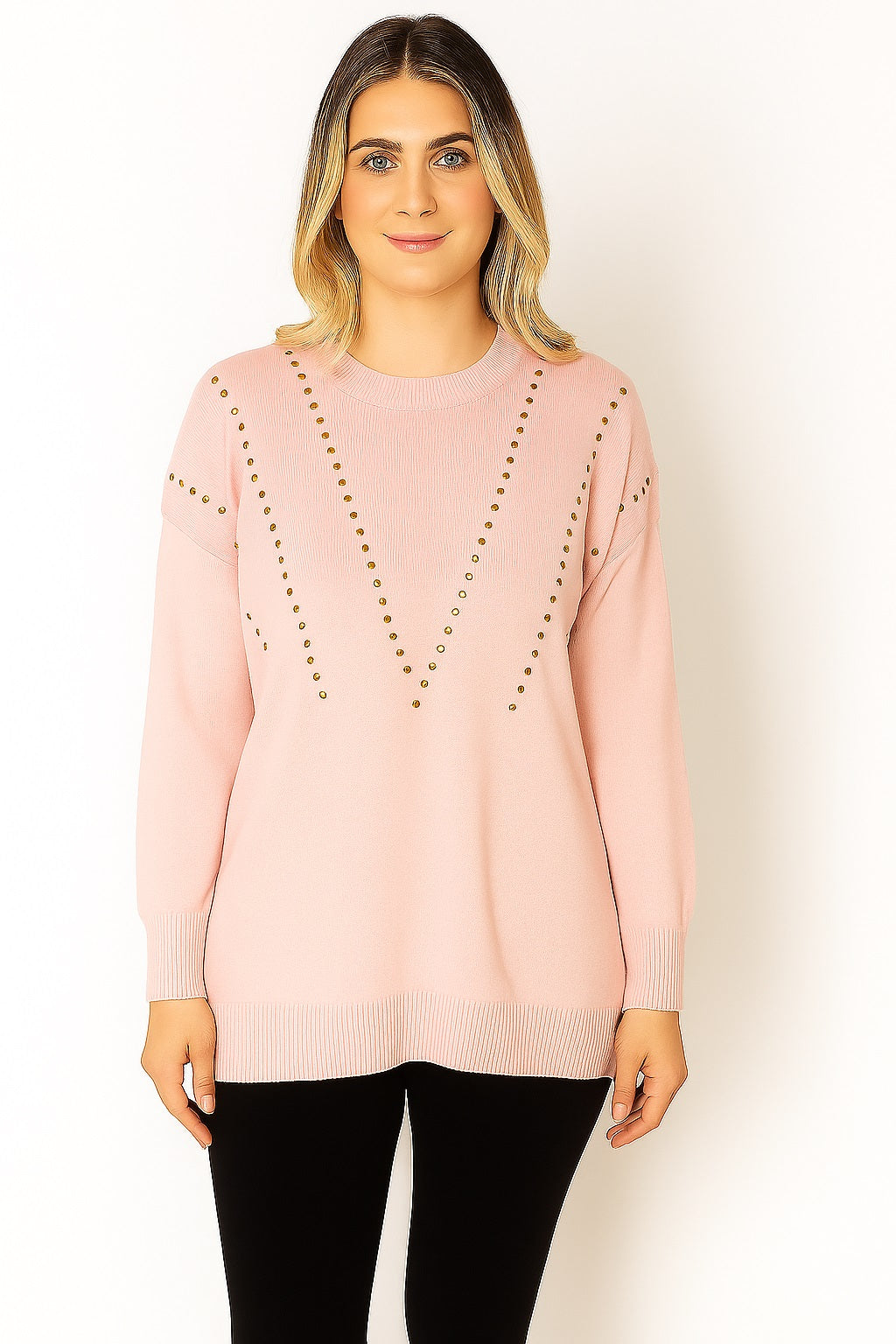 Charger l&#39;image dans la galerie, Chandail en tricot avec plusieurs appliqués cloutés
