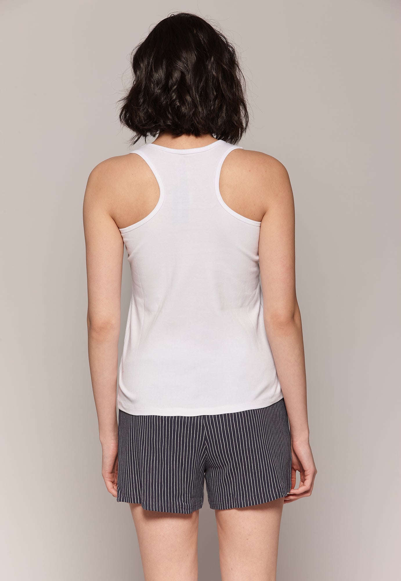 Charger l&#39;image dans la galerie, Pyjama-short 100% coton rayé avec camisole T-back
