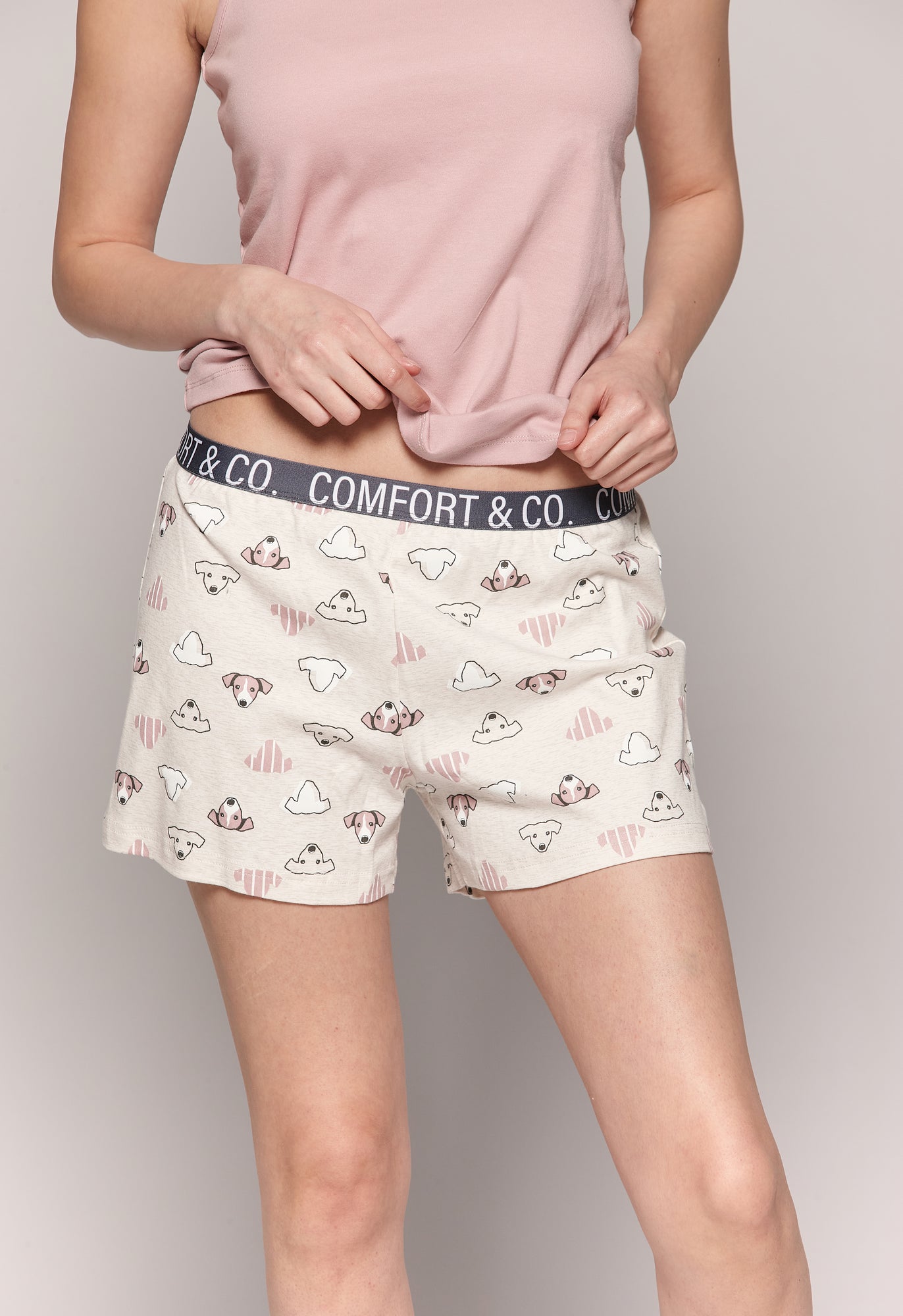 Charger l&#39;image dans la galerie, Pyjama-short 100% coton imp. chiens avec camisole T-back
