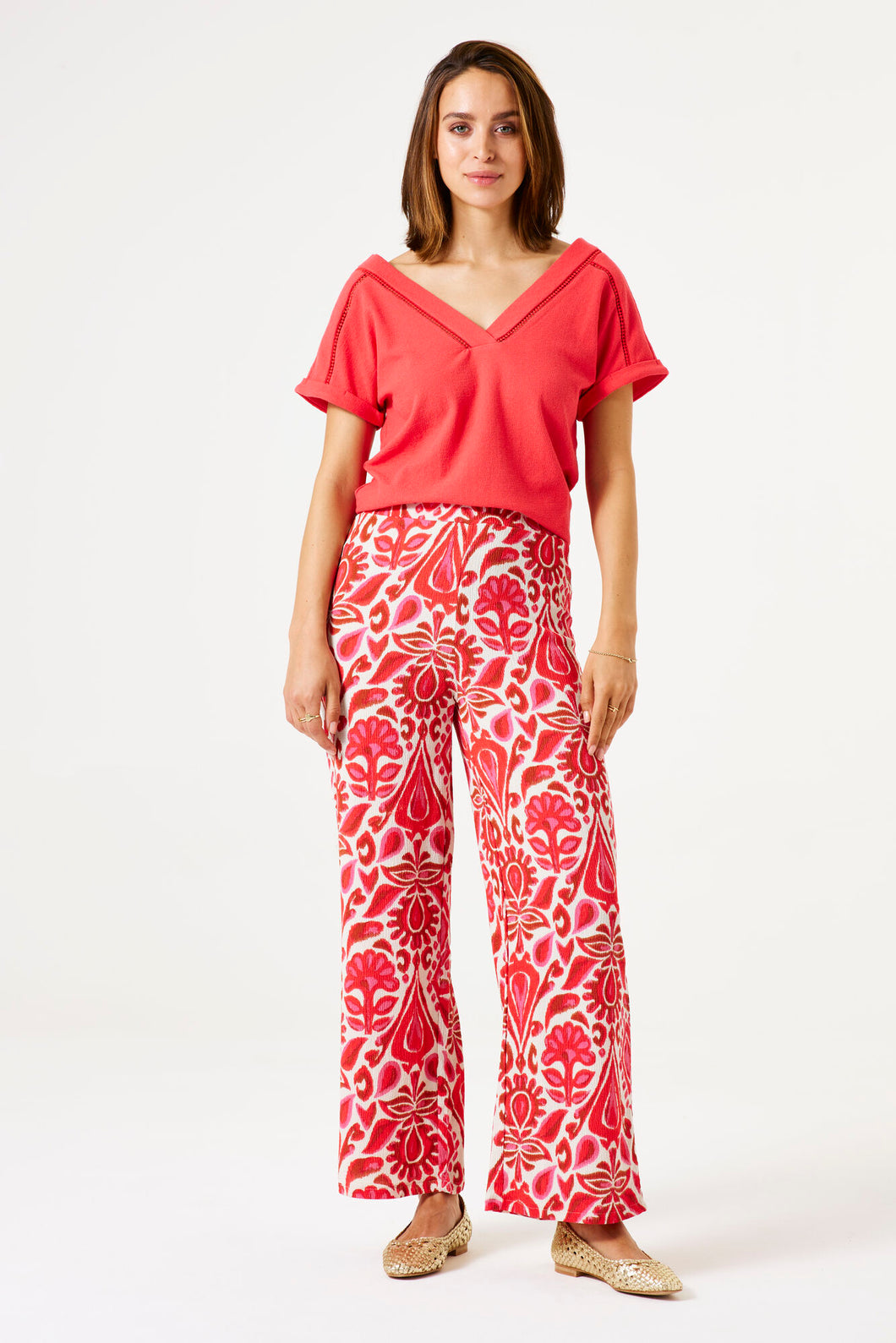 Pantalon palazzo texturé