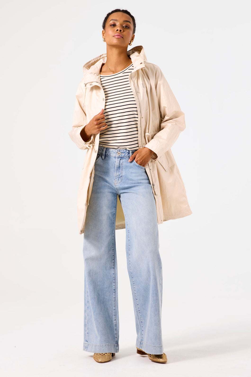Imperméable uni satiné avec capuchon - Garcia