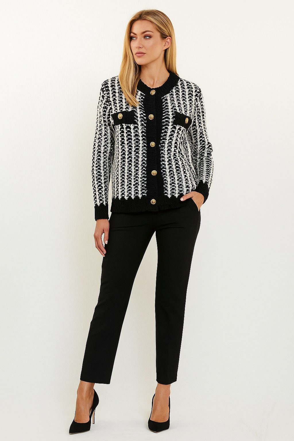 Cardigan boutonné classique en tricot
