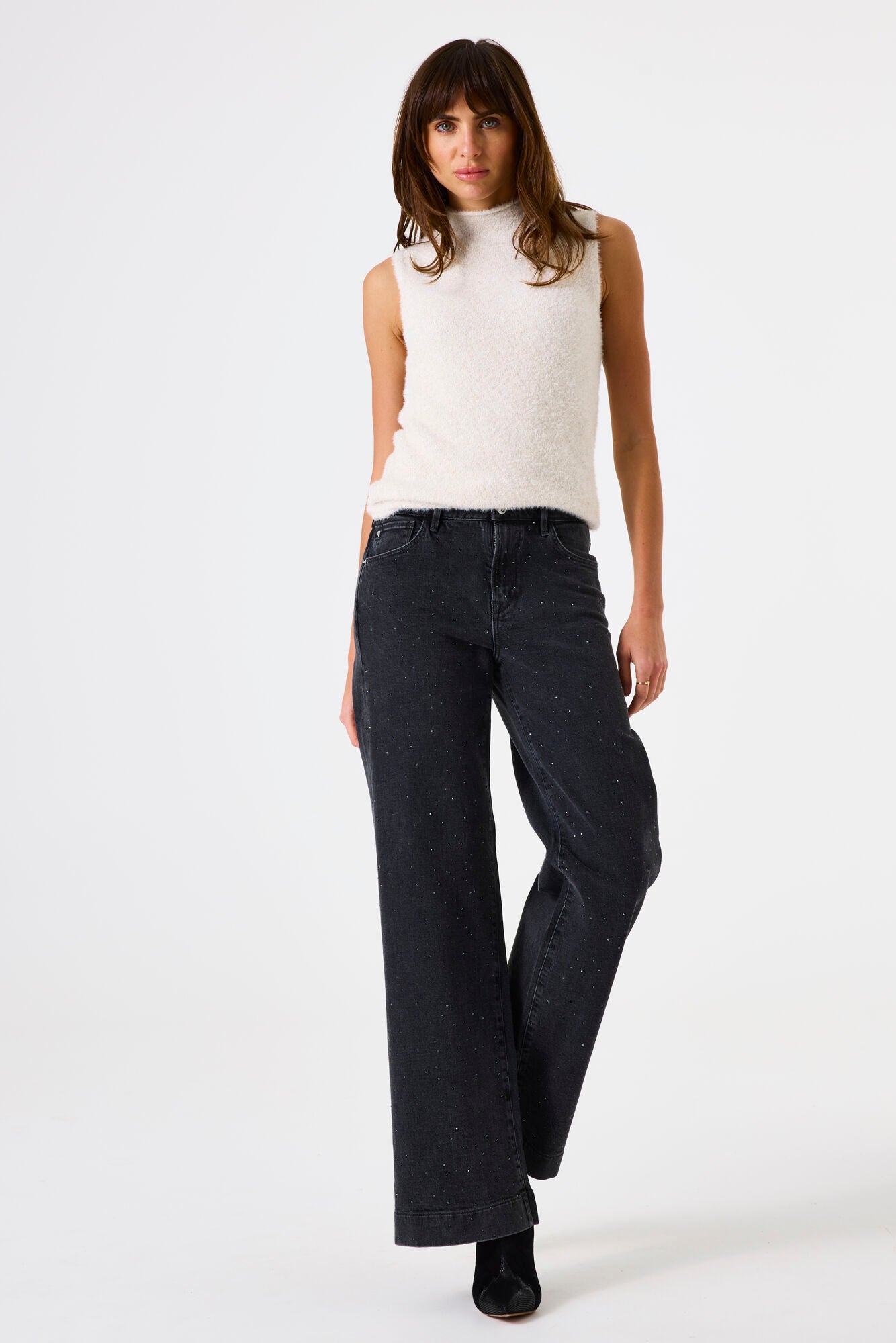 Charger l&#39;image dans la galerie, Haut sans manches en tricot scintillant très doux - Garcia
