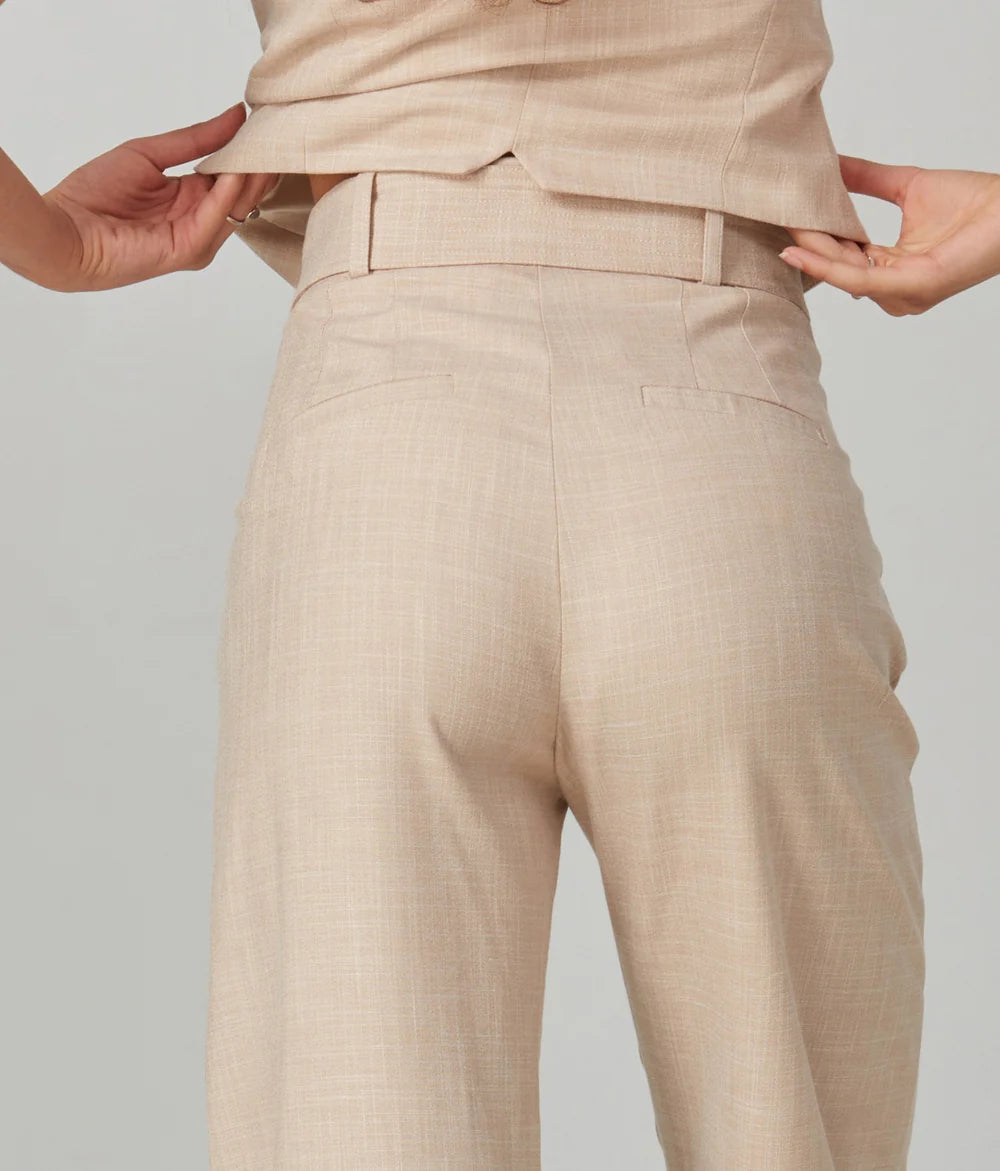 Charger l&#39;image dans la galerie, Pantalon tissé avec ceinture et poches
