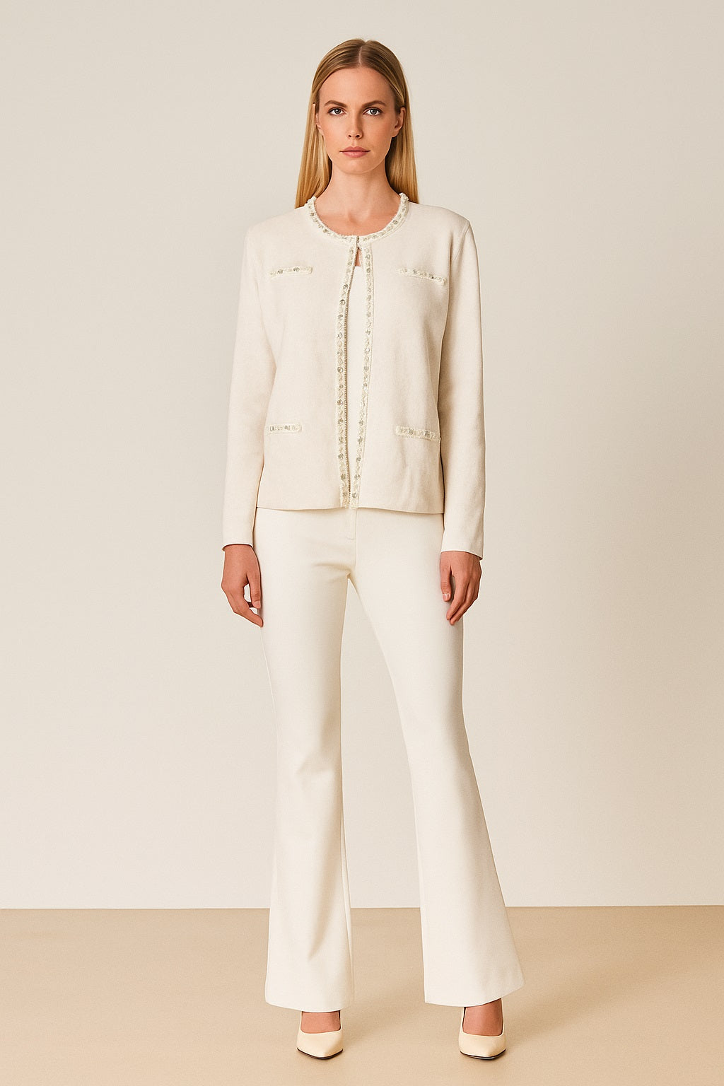 Cardigan en tricot avec perles/strass