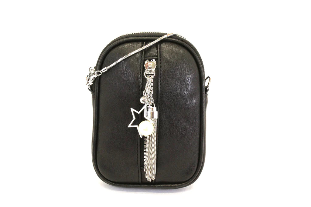 Petit format de sac avec frange, perle et étoile décoratives