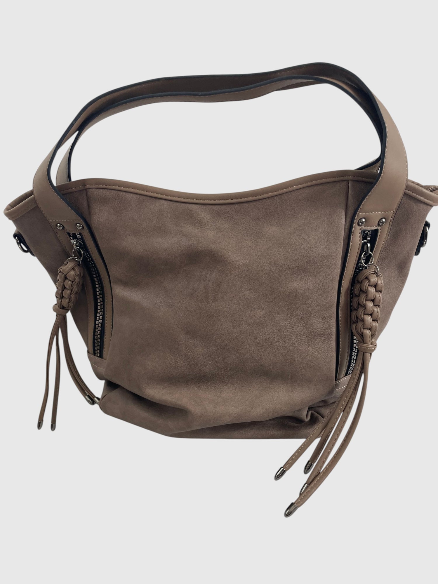Charger l'image dans la galerie, Sac main à pochettes avant finies de franges tressées
