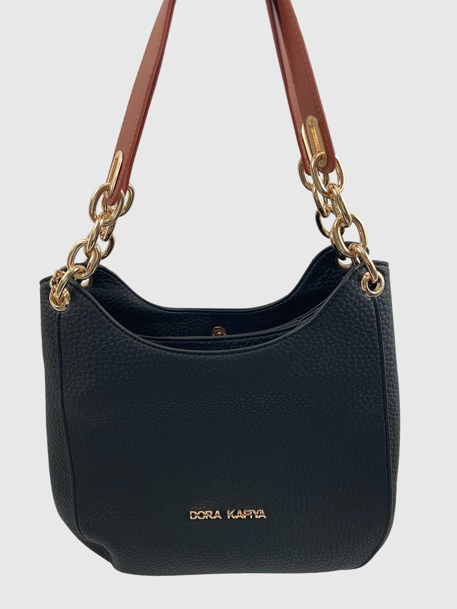 Charger l'image dans la galerie, Ensemble sac à main texturé et orné d'anneaux dorés
