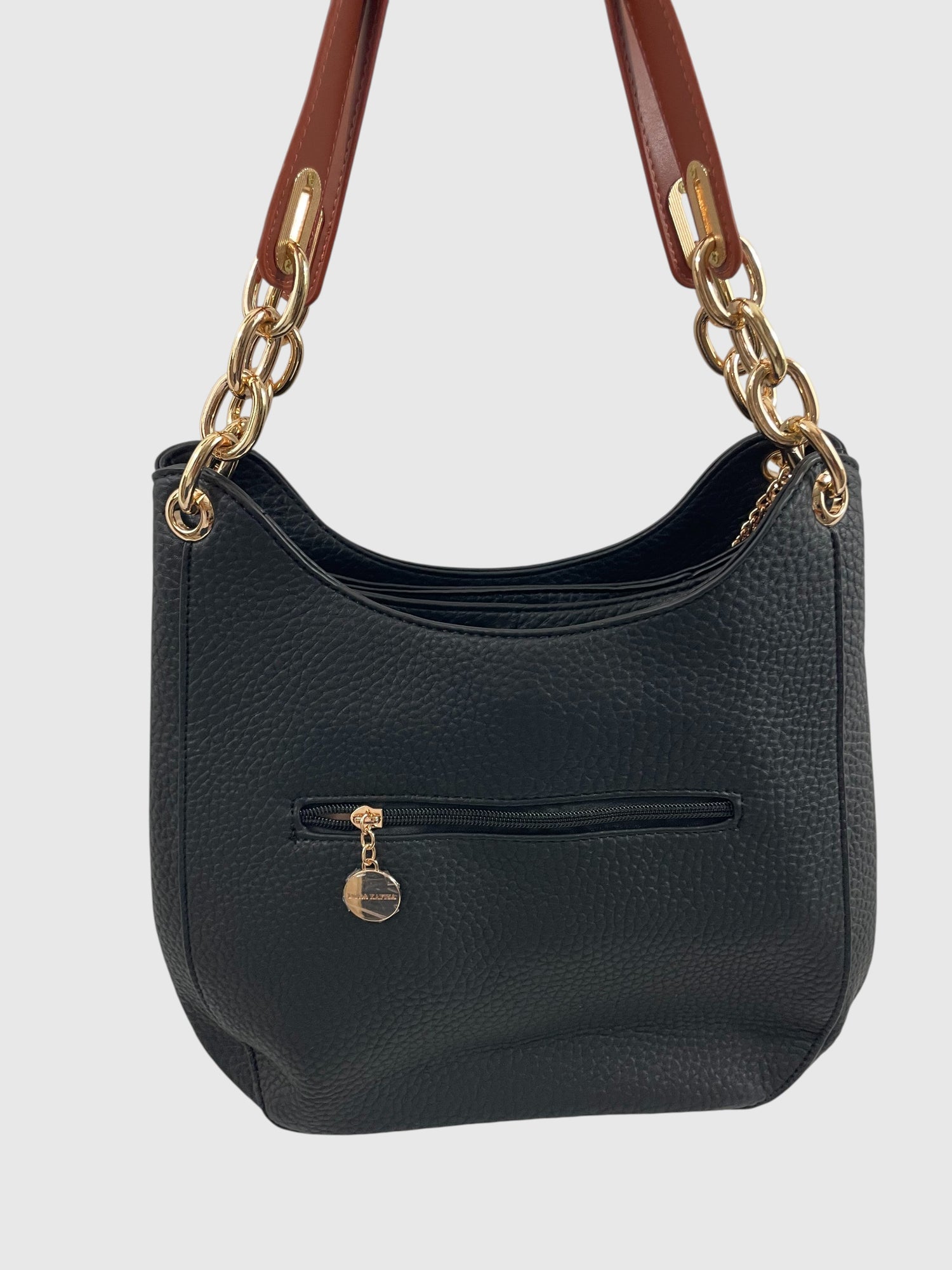 Charger l'image dans la galerie, Ensemble sac à main texturé et orné d'anneaux dorés
