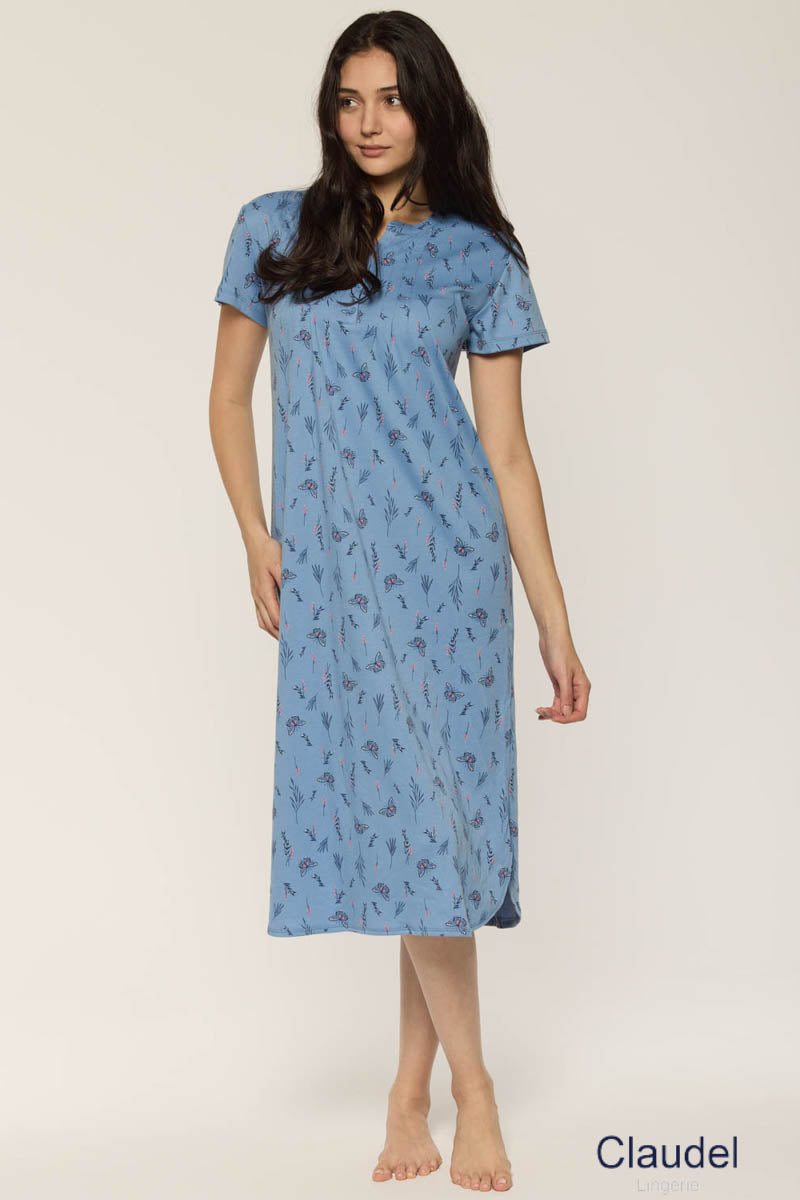 Robe nuit longue fleurie/papillons
