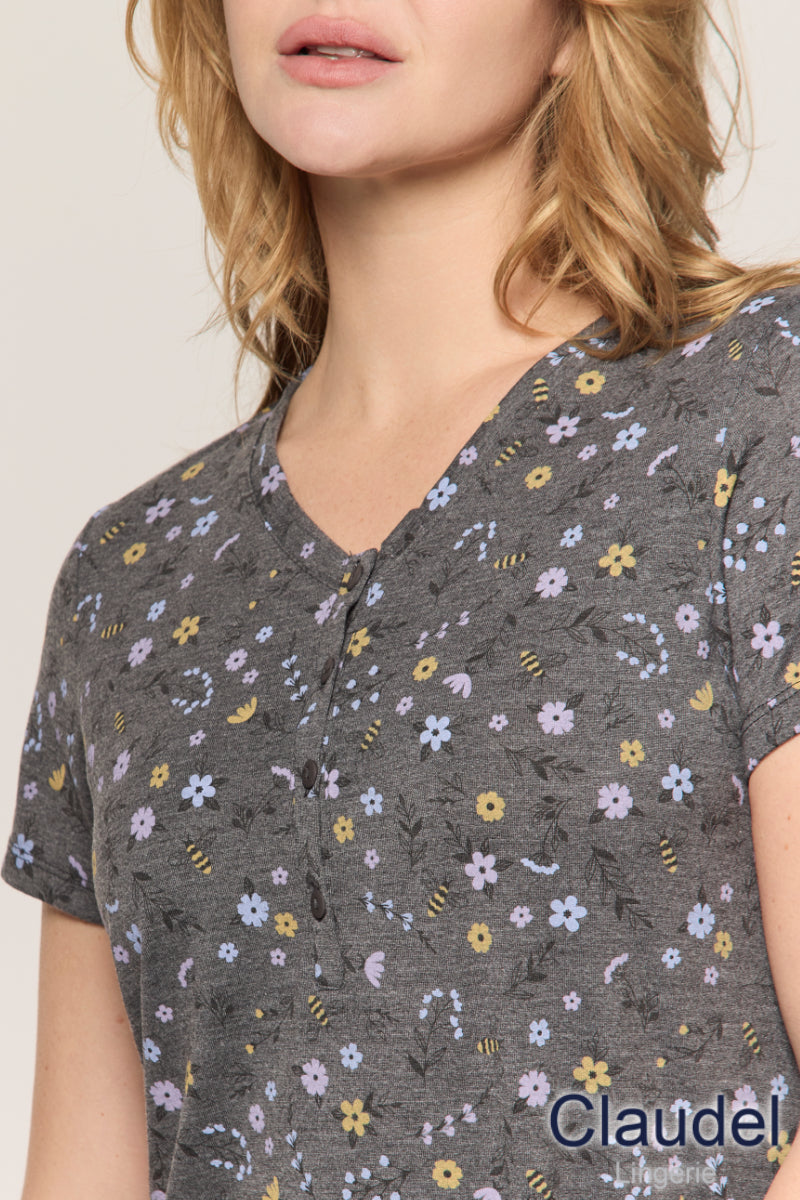 Charger l'image dans la galerie, Robe de nuit imprimée florale/abeilles
