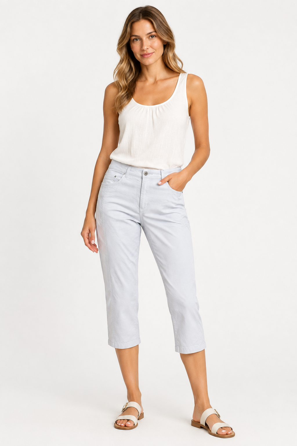 Charger l'image dans la galerie, Mannequin portant le pantalon capri style jean
